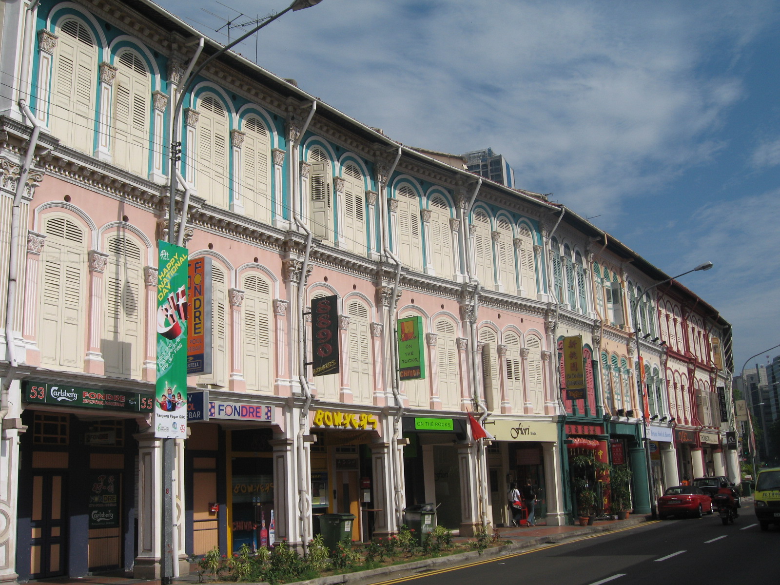 Conservation shophouses on Tanjong Pagar Road, Singapore.